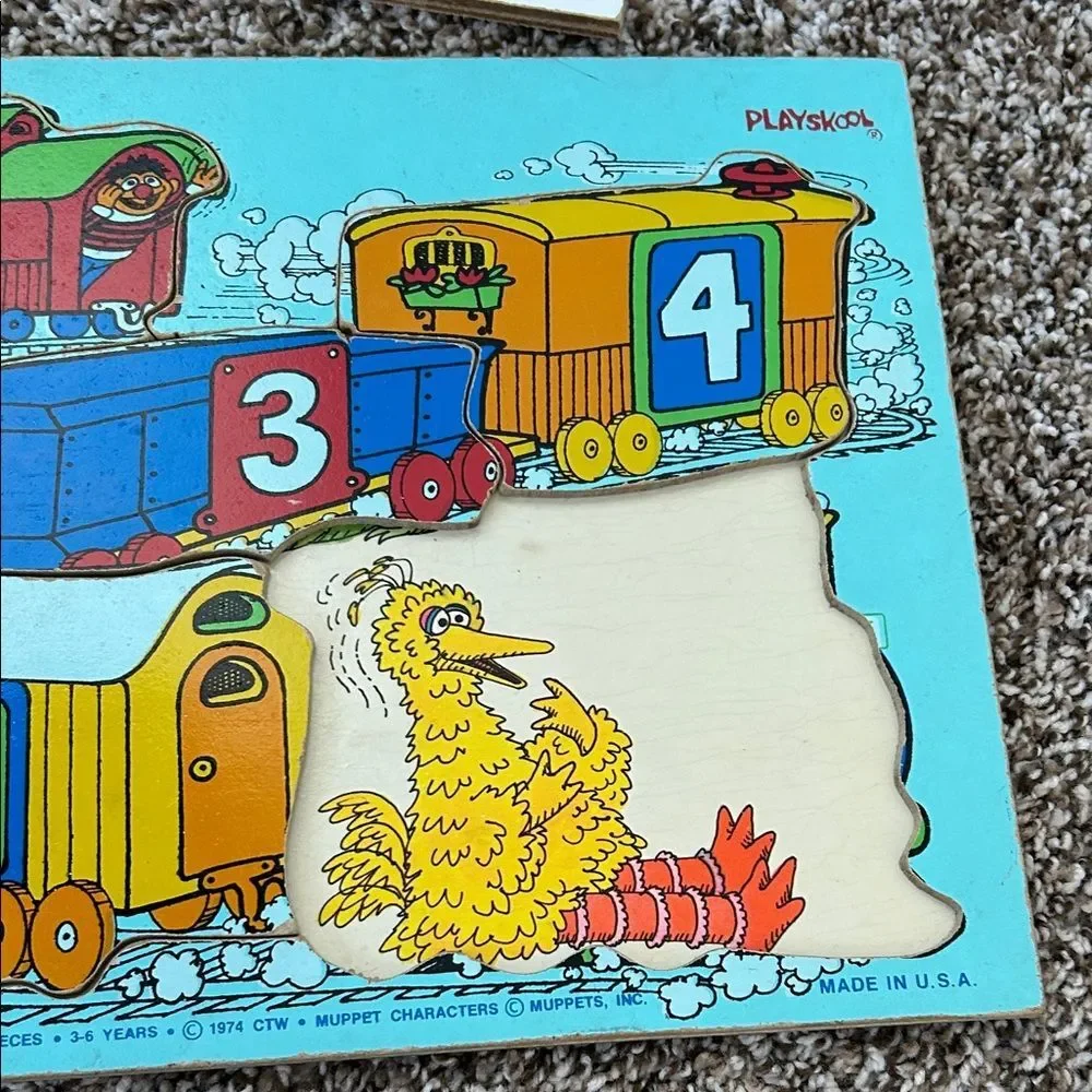 Playskool Vintage 70s 80 Puzzle Set of 3 - Colorful Farm, Train & Safari Puzzles